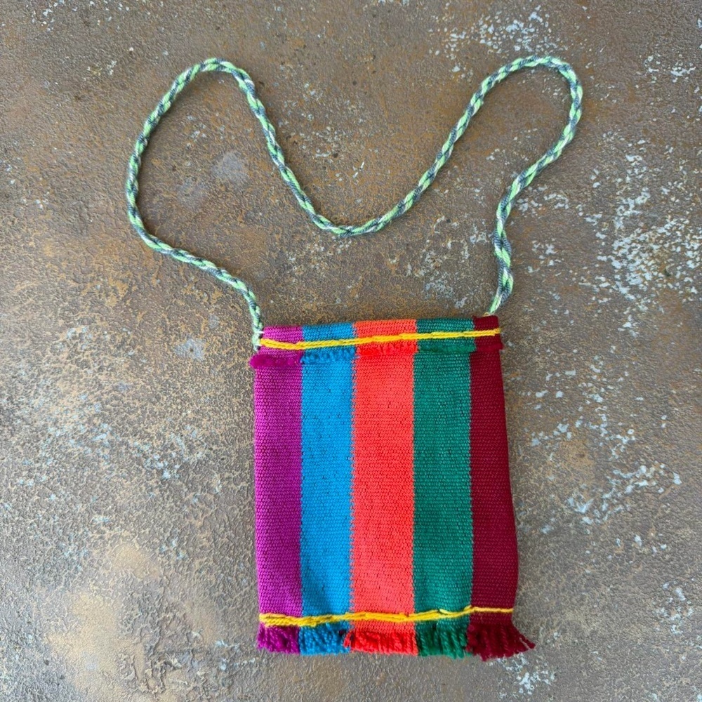Handmade artisan Striped multicolor colorful crossbody mini bag